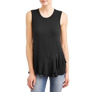 Time and Tru Women's Ruffle Peplum Sleeveless Top Black Size Small